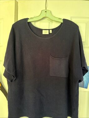 Cyrus Dark Navy Textured Pocket Tee